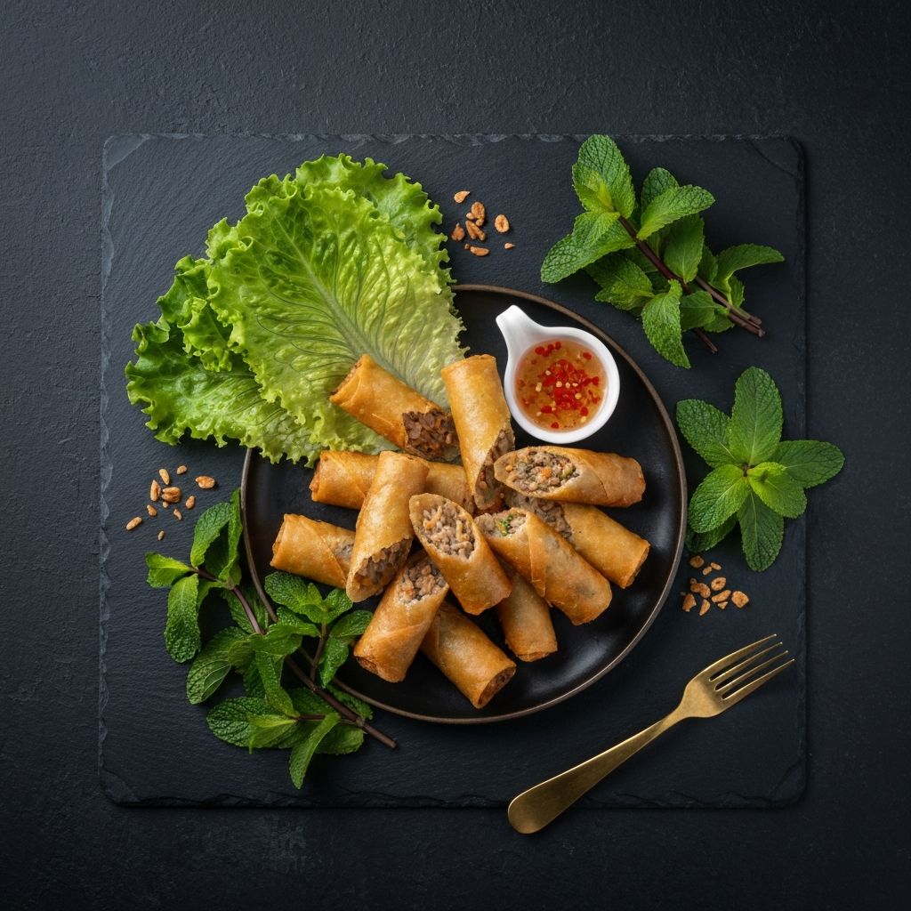 Fresh Vietnamese gỏi cuốn rice paper spring rolls served with peanut dipping sauce